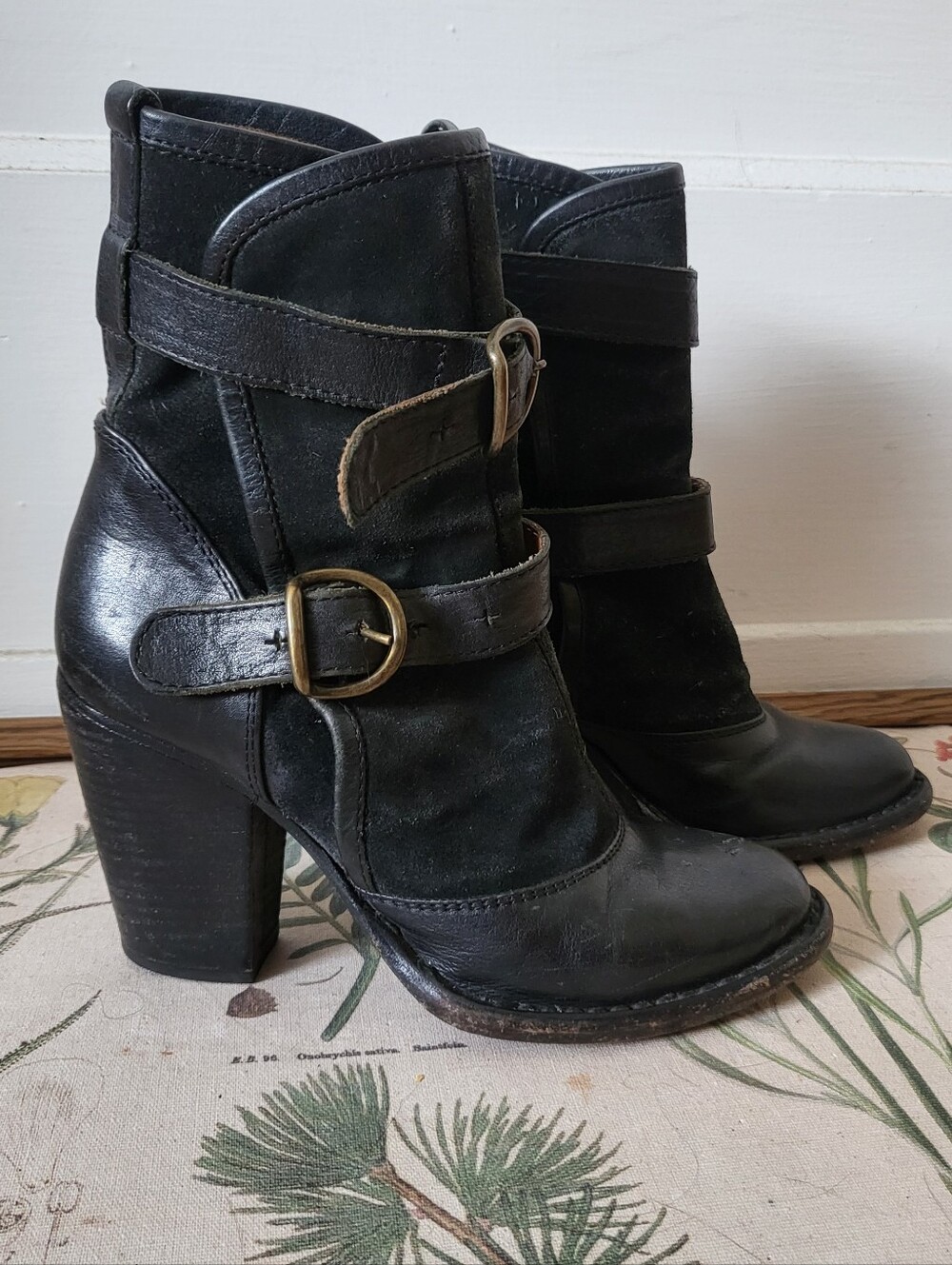 Fiorentini and Baker Shoes Womens Black Leather Double Strap Biker Boots 36 5.5